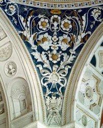 The loggia, detail of a spandrel in the vault decorated with floral reliefs, 1520s